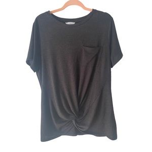 Time and Tru Black Twist Knot Tee Shirt Size Large